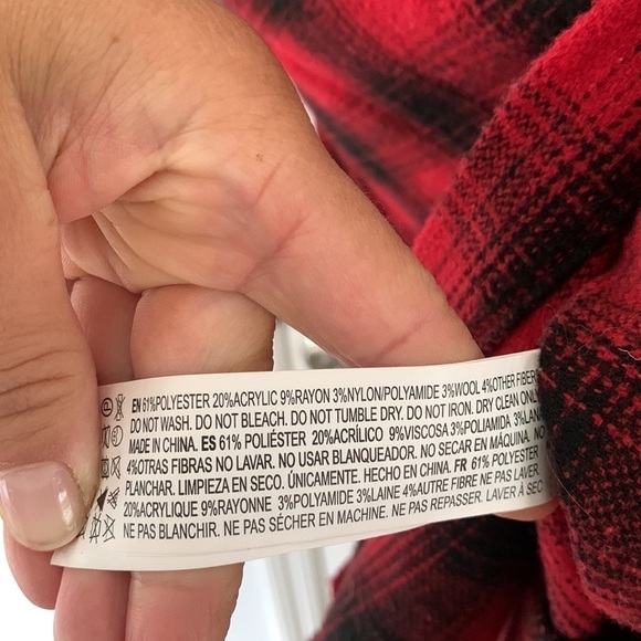 Forever 21‎ Buffalo Plaid Red/black long sleeve Flannel Tunic shirt jacket S - Picture 6 of 10